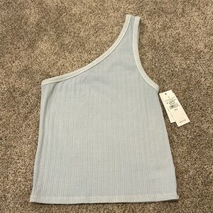 NWT! American Eagle Light Blue One Shoulder Ribbed Tank Sz Small